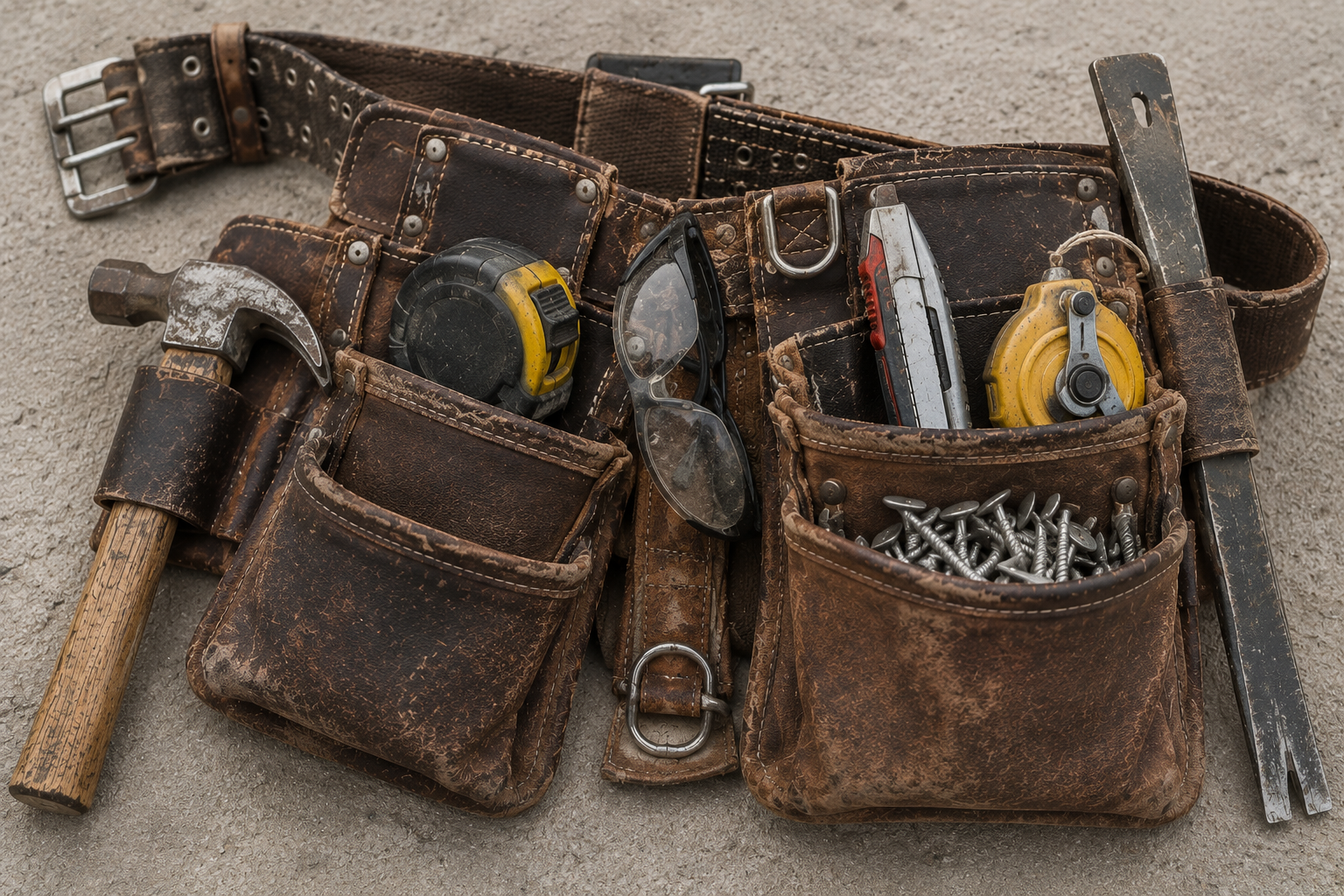 Worn roofing tool belt, real roofing advice from years in the field